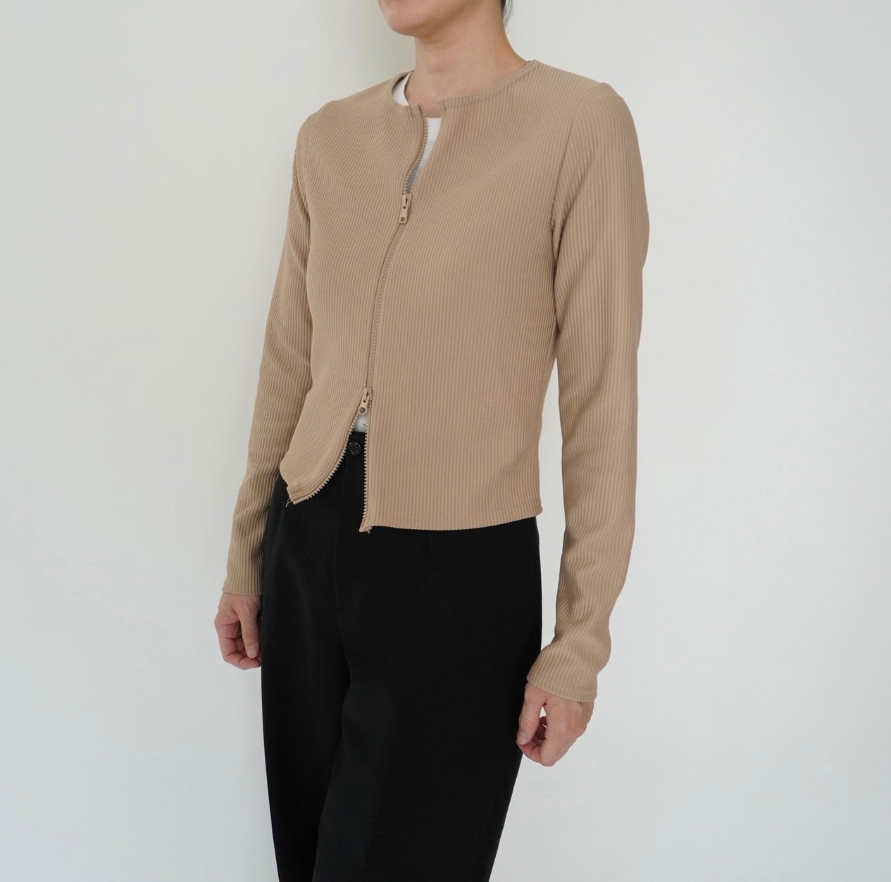 90s Zip Design Ribbed Top Made in UK