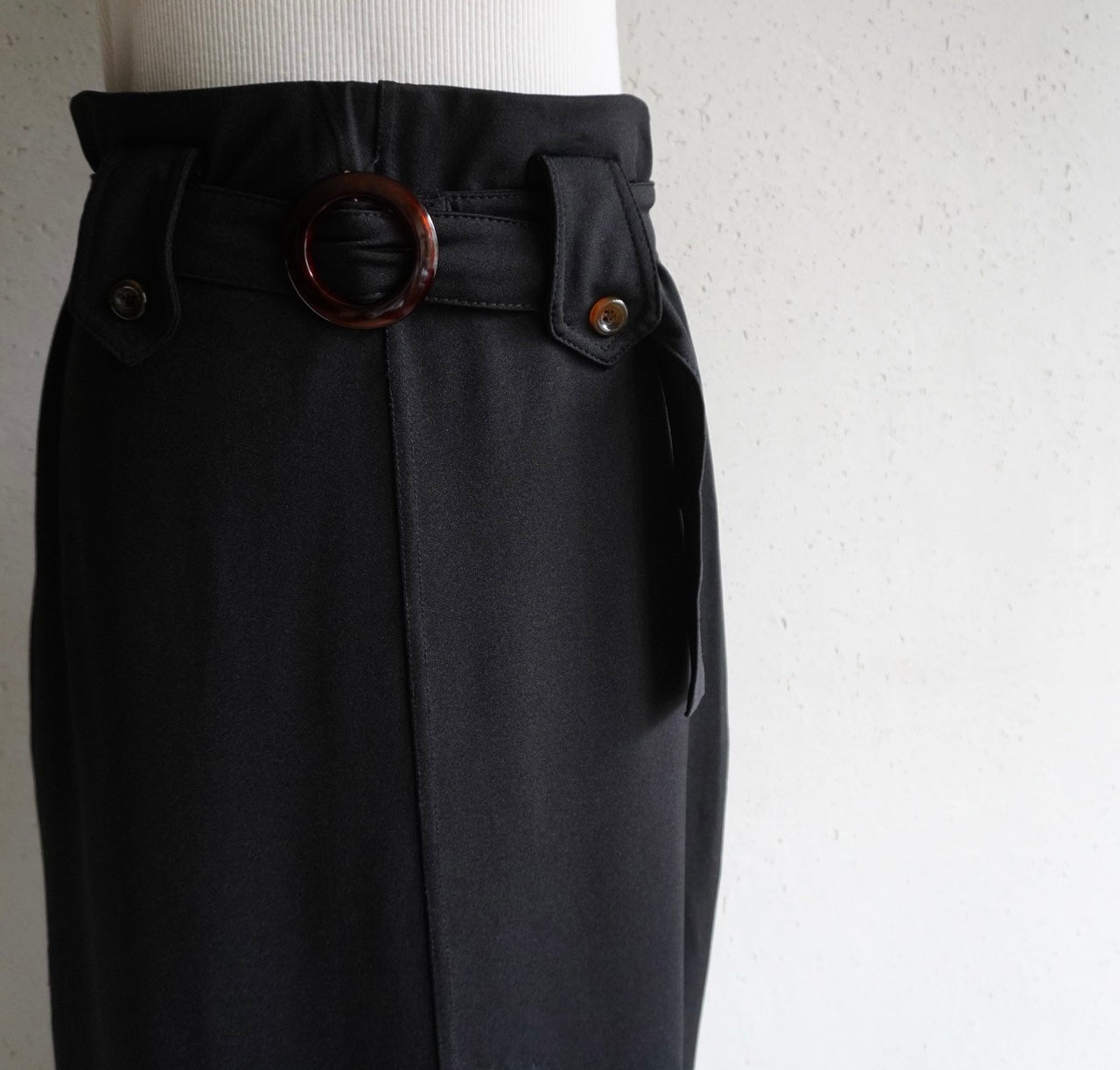 90s Black Belted Skirt Made in Italy