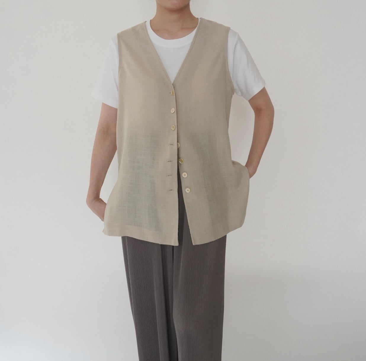 90s Beige Vest Made in USA