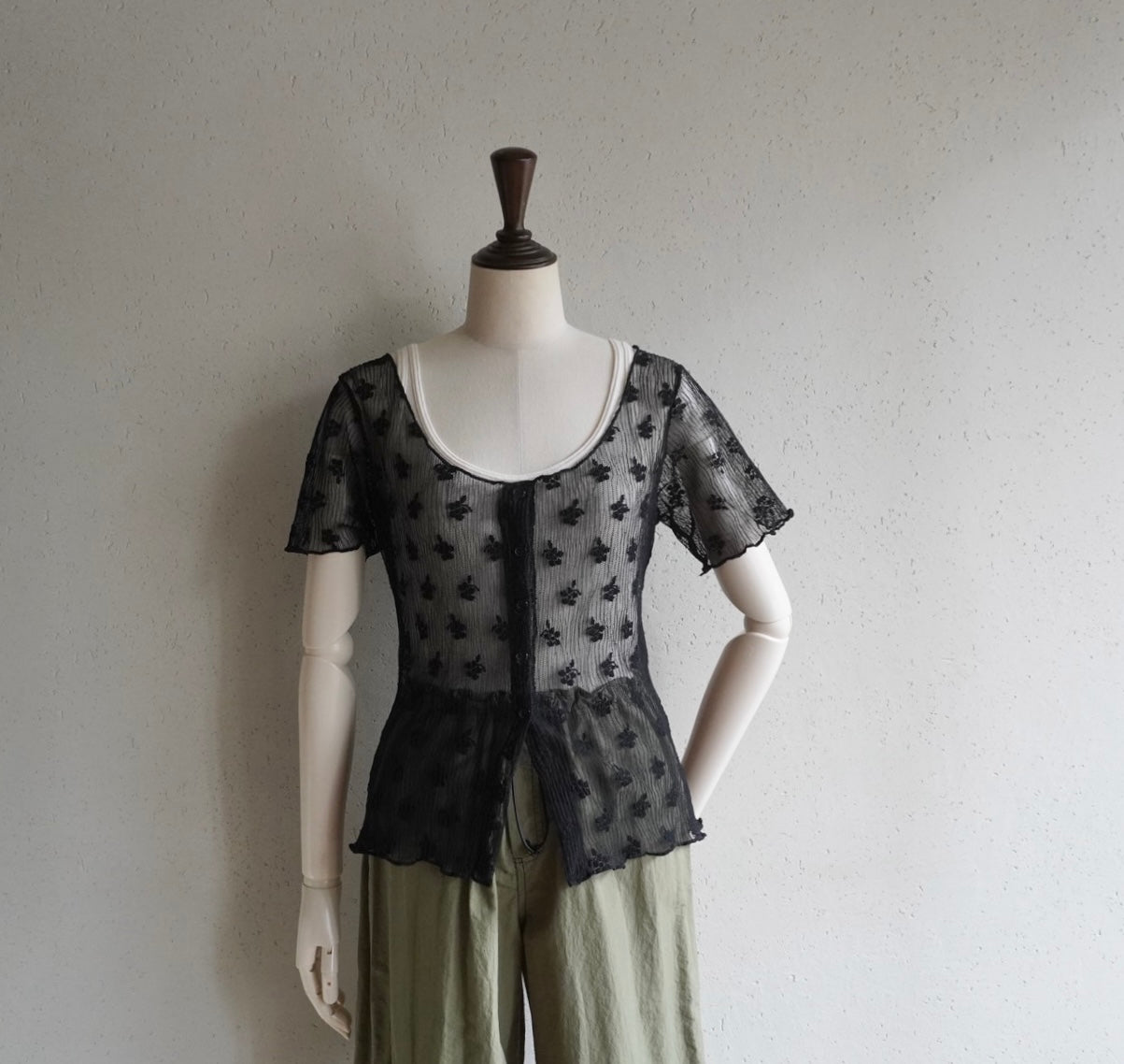 90s Black Lace Blouse