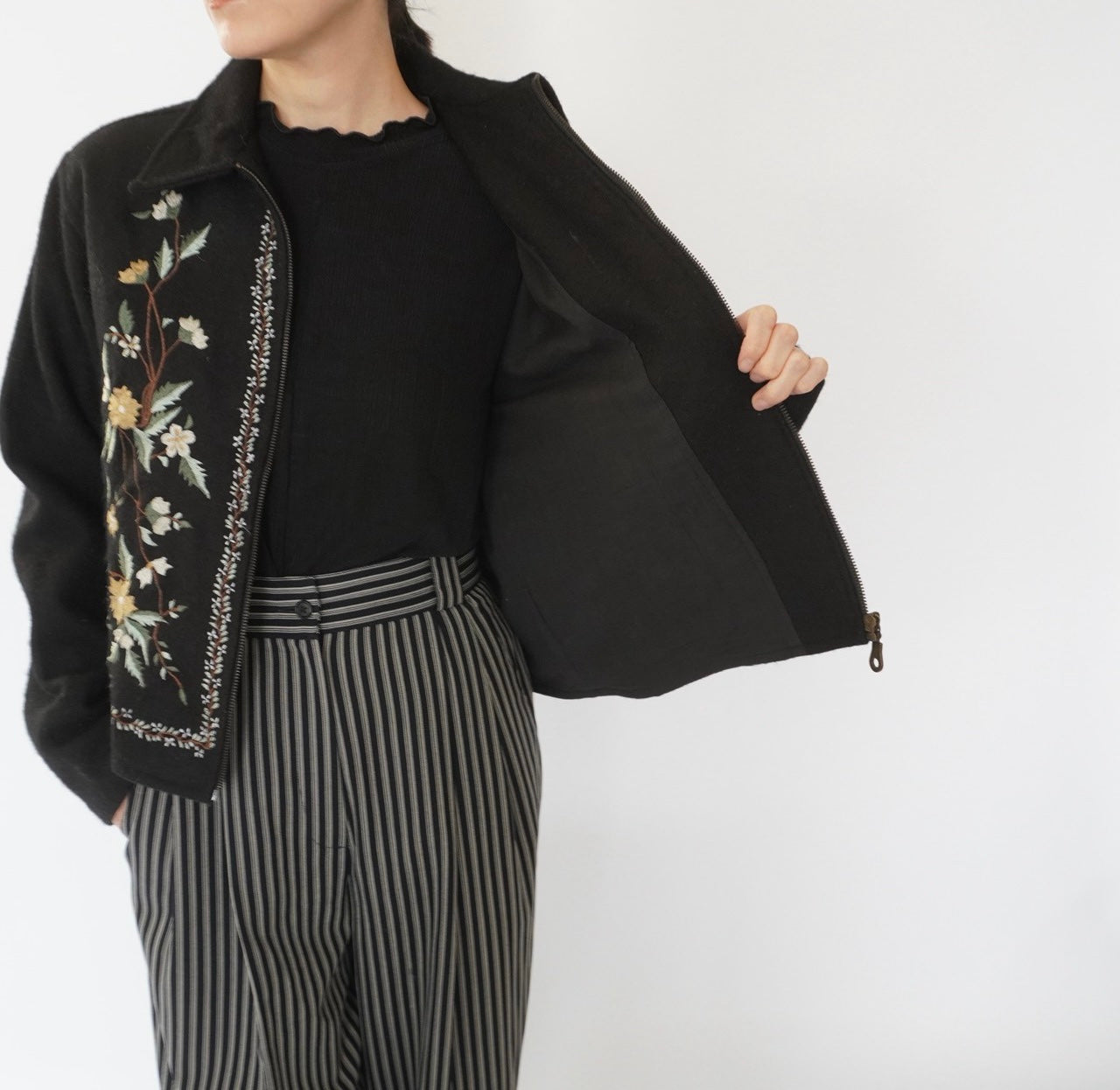 90s Embroidery Wool Jacket
