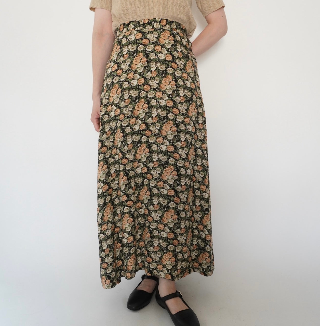 80s Floral Print Skirt Made in USA