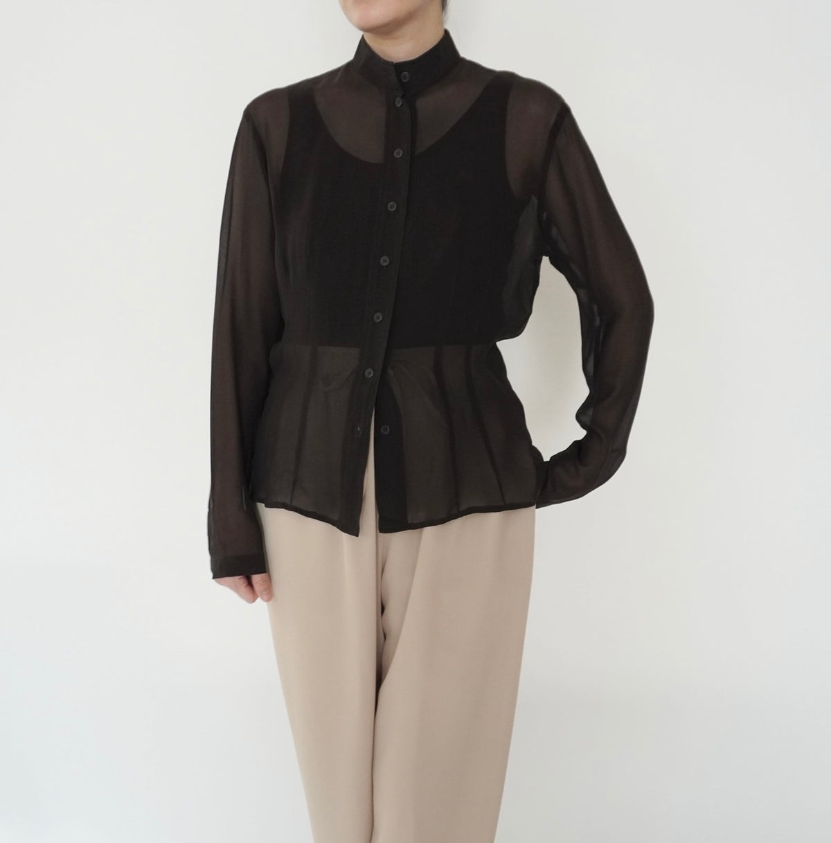 90s Brown Sheer Blouse