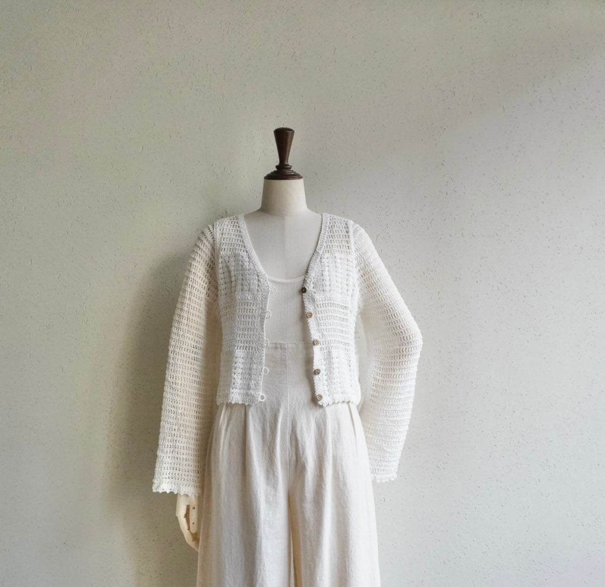 90s White Crochet Cardigan