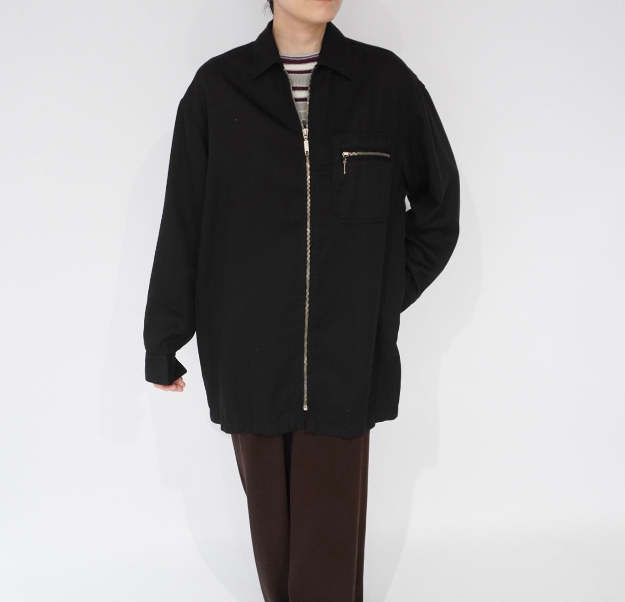 90s Rayon Zip Shirt Jacket