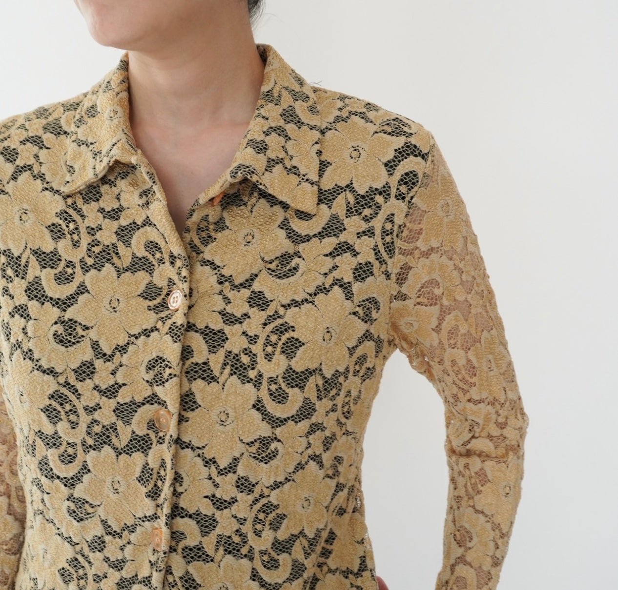 90s Lace Design Shirt Made in USA