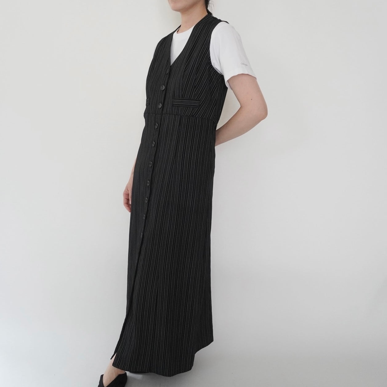 80s Striped Sleeveless Dress Made in USA
