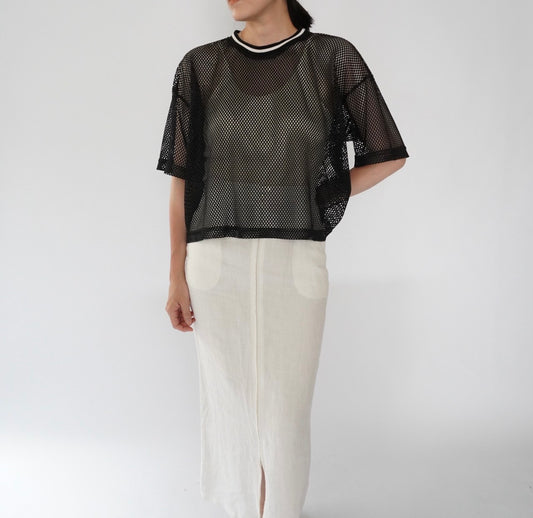90s Black Mesh Top Made in USA
