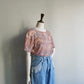 90s Lace Design Sheer Top