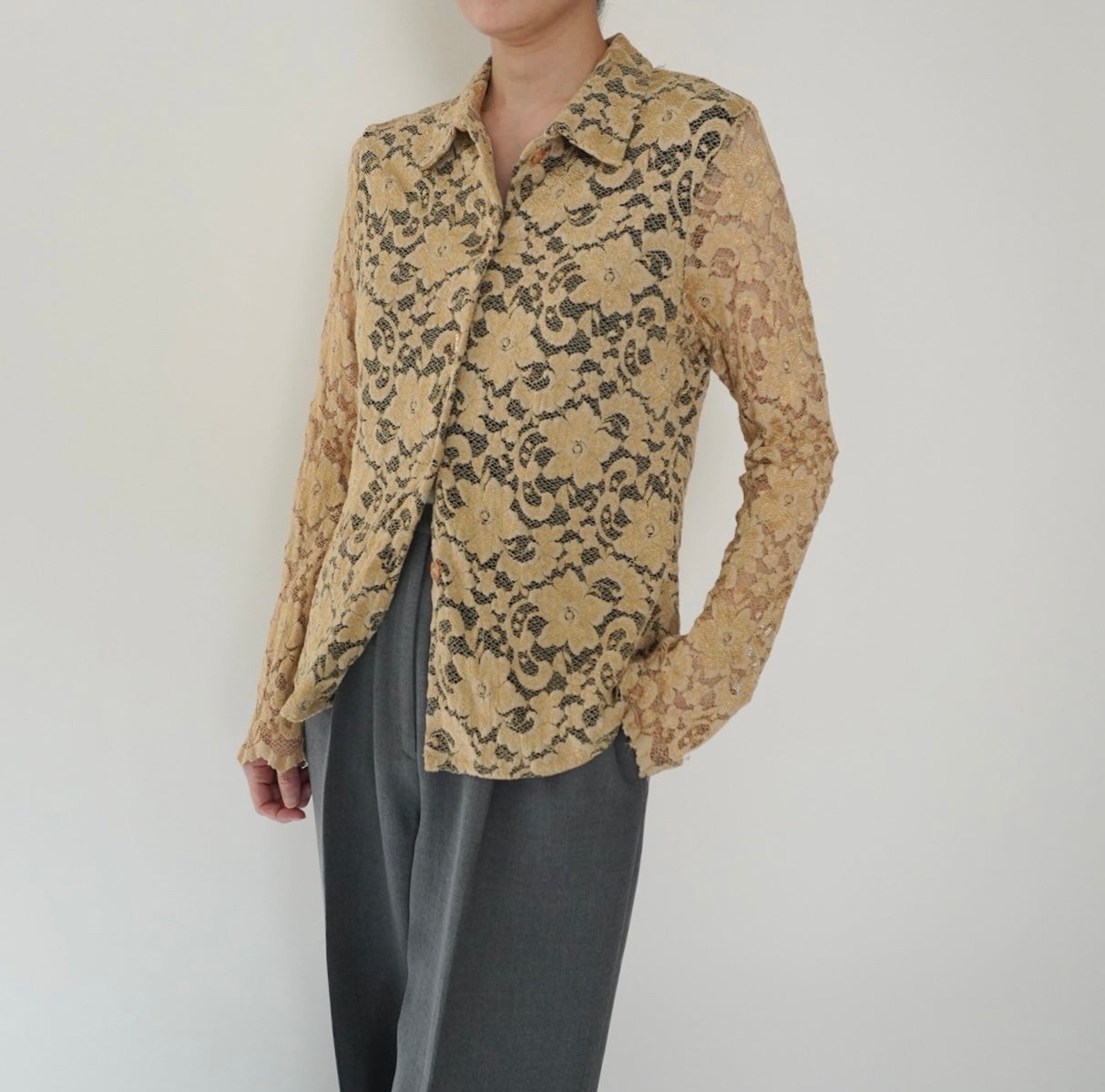 90s Lace Design Shirt Made in USA