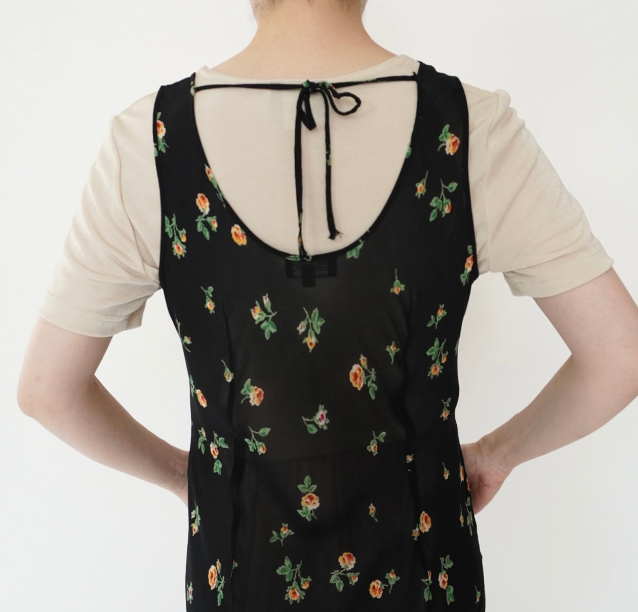 90s Floral Print Sheer Dress Made in Italy