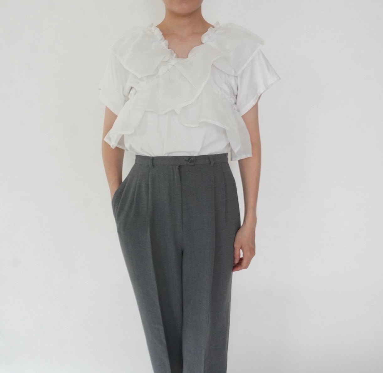 White Ruffle Top