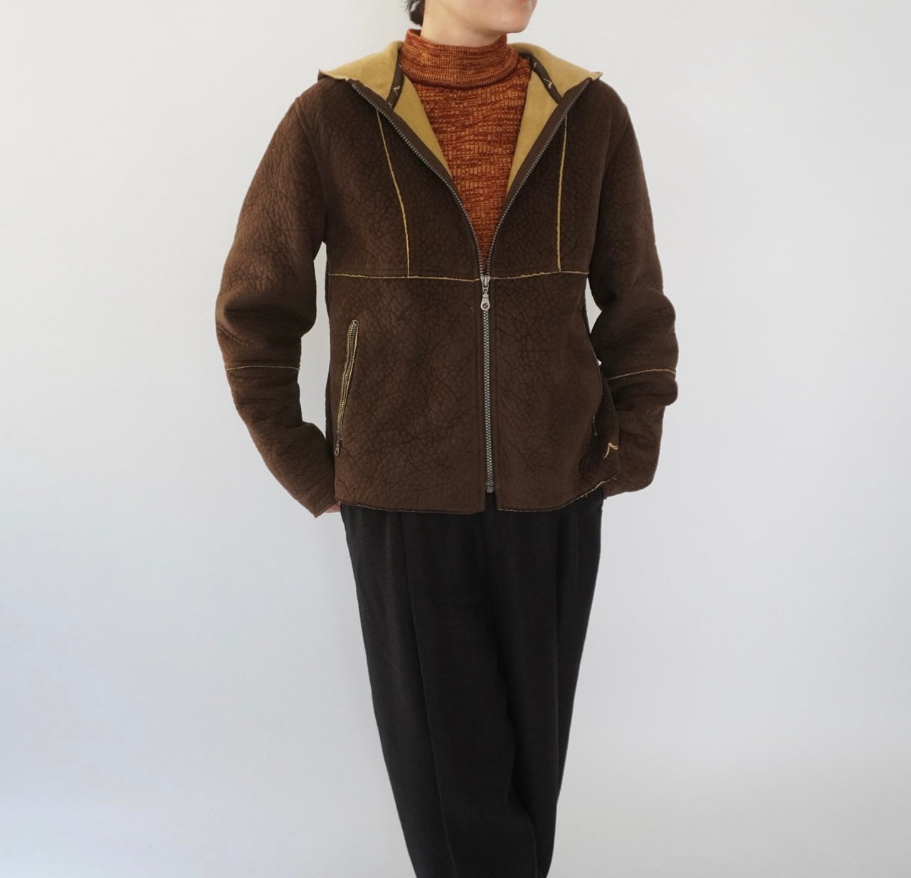 90s Faux Shearling Zipped Jacket