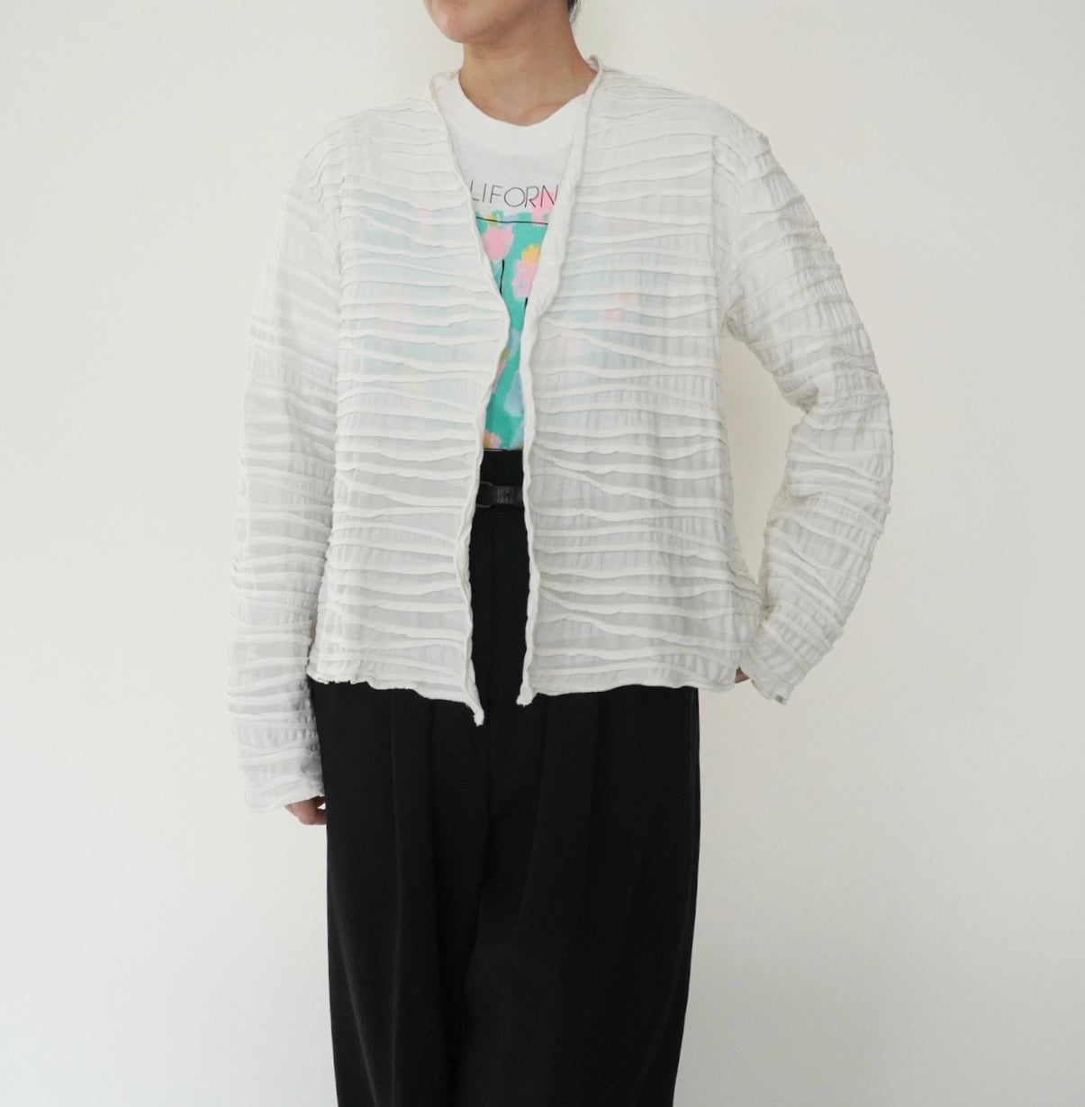 90s Pleated Cardigan Made in USA