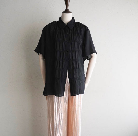 90s Pleated Sheer Shirt