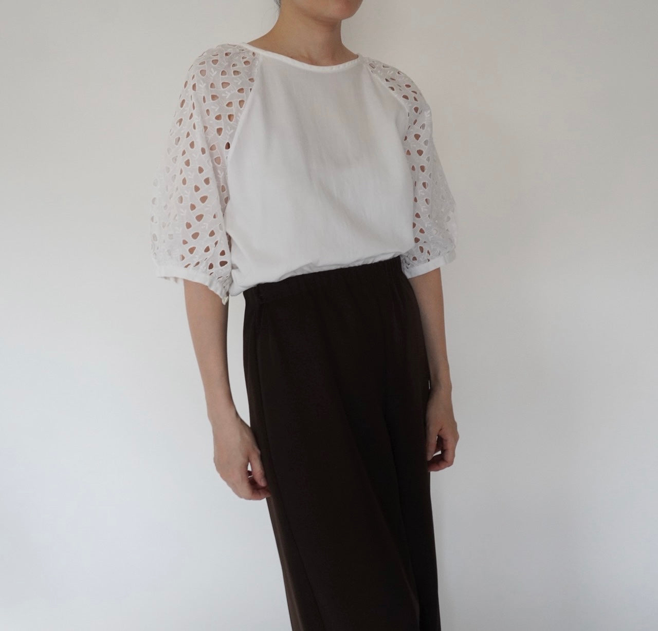 80s Cut Lace Design Blouse
