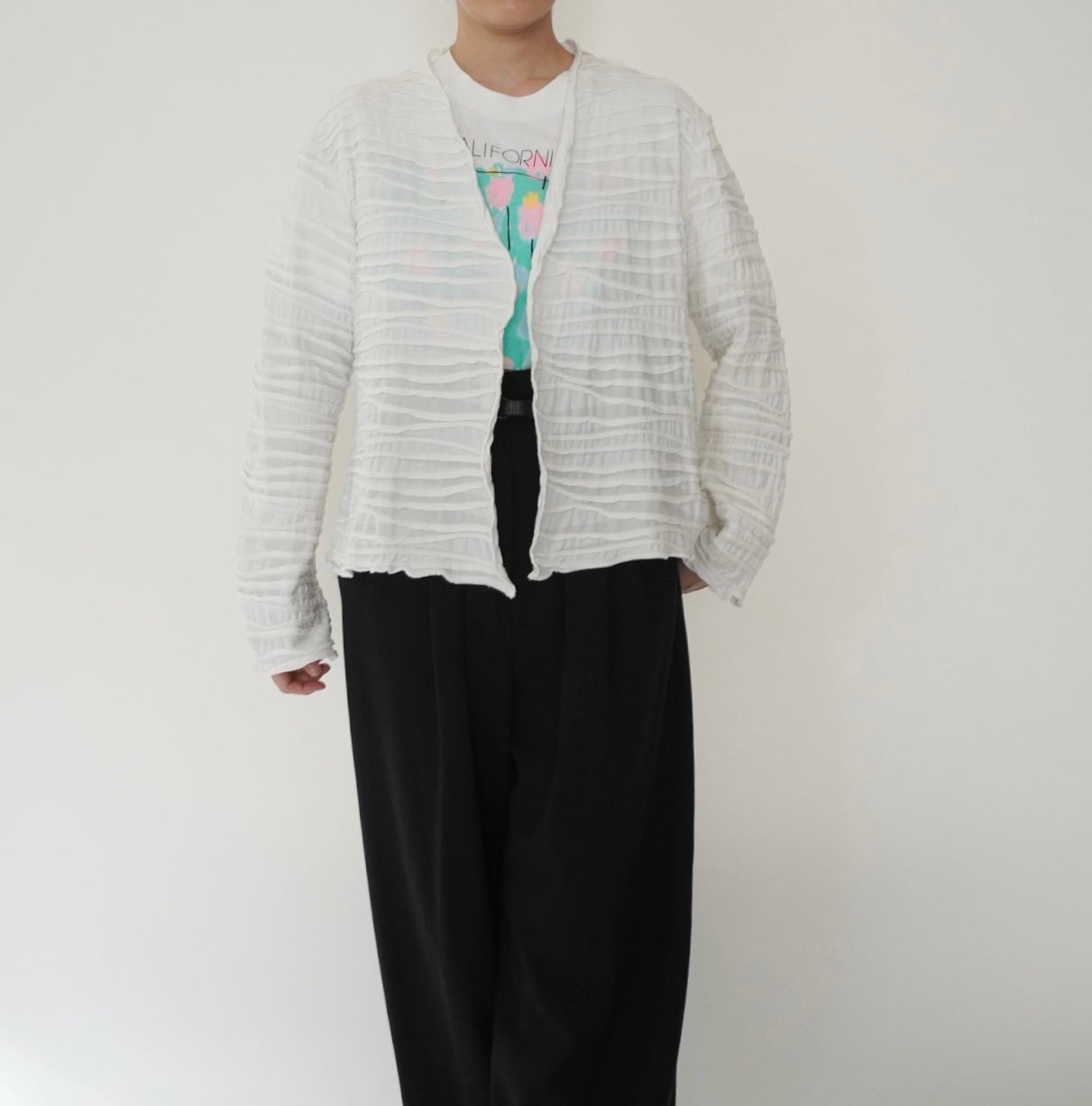 90s Pleated Cardigan Made in USA