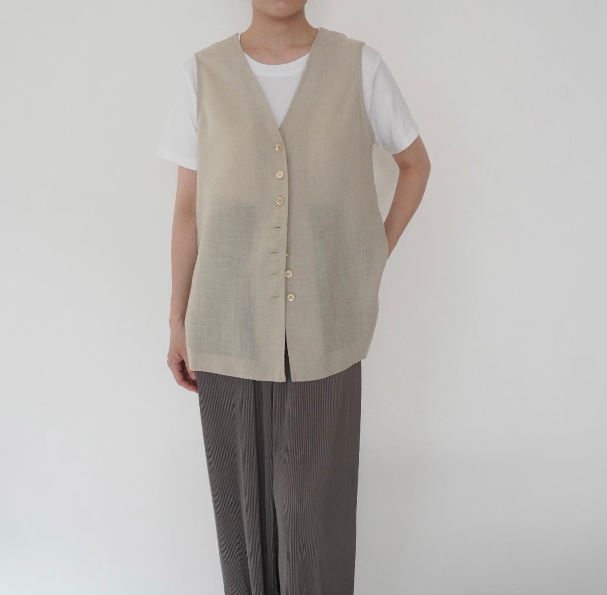 90s Beige Vest Made in USA