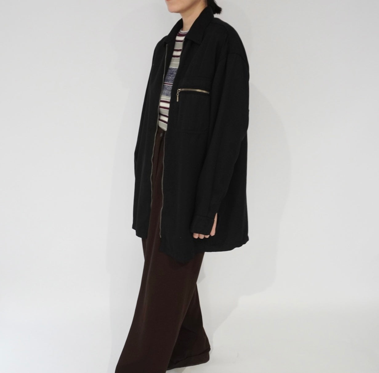 90s Rayon Zip Shirt Jacket