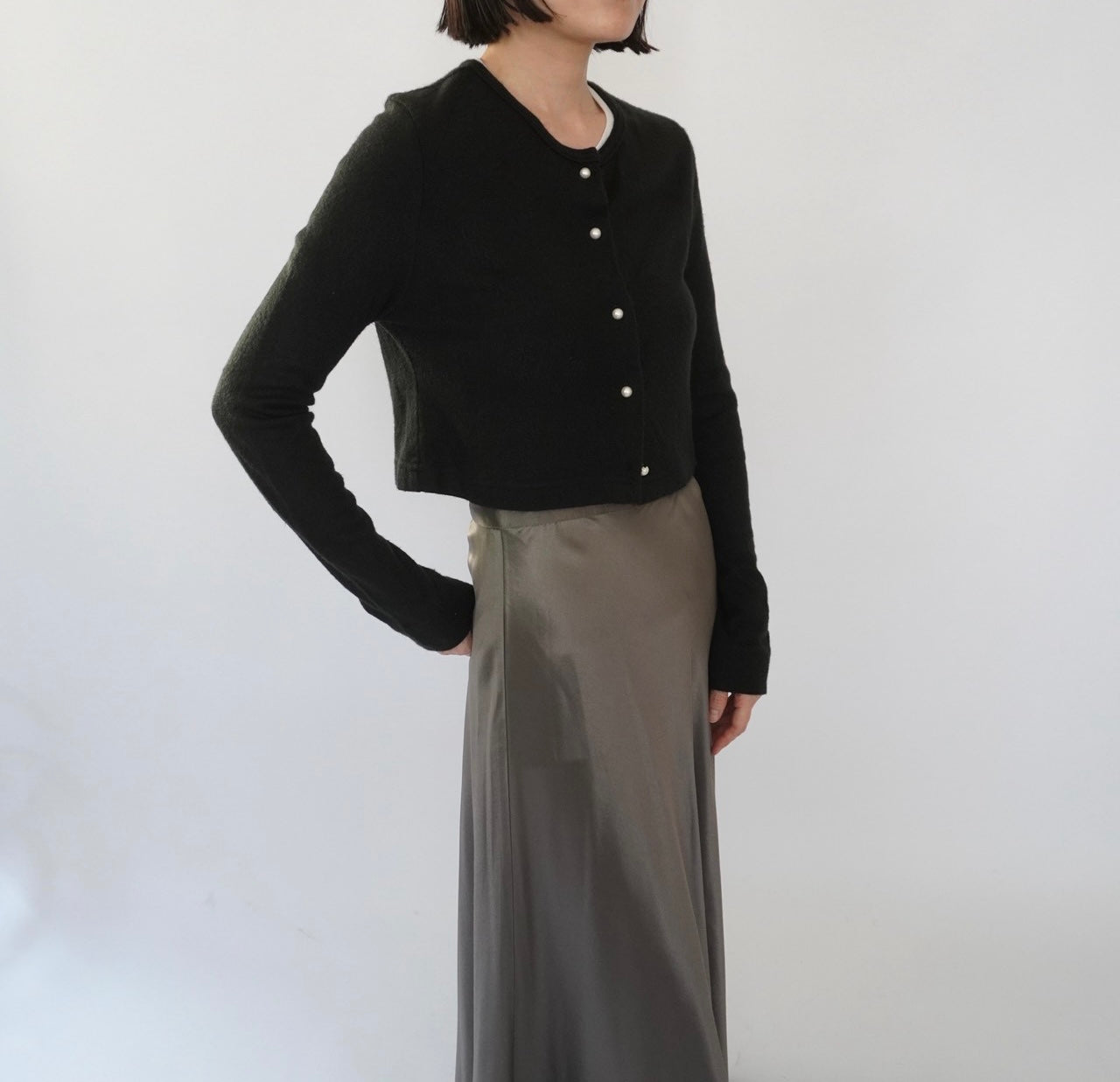 90s Black Cropped Cardigan