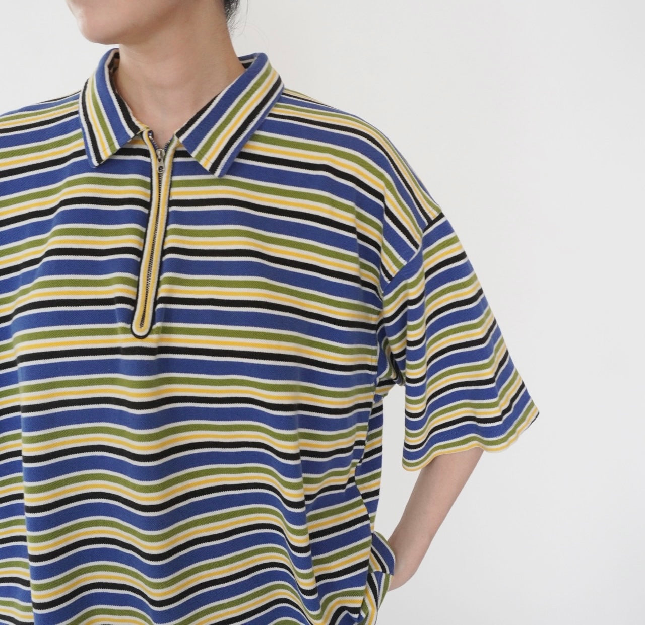 90s Striped Zip Top