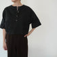 90s Linen Cropped Blouse