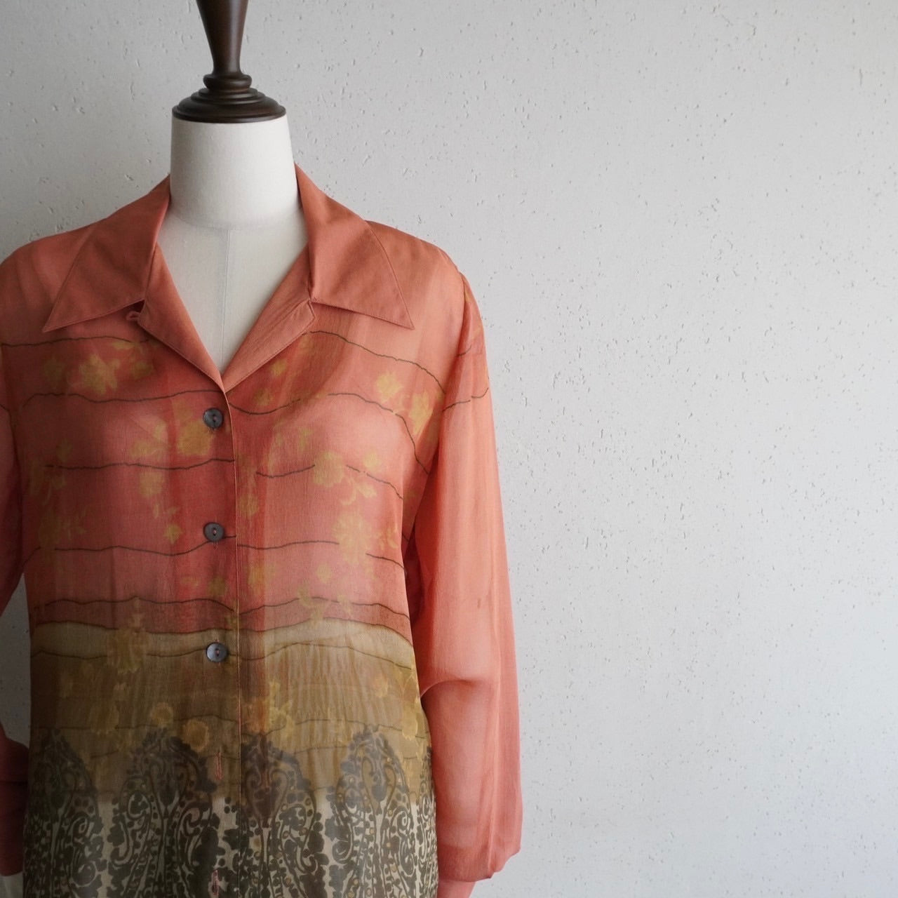 90s Silk  Sheer Printed Shirt