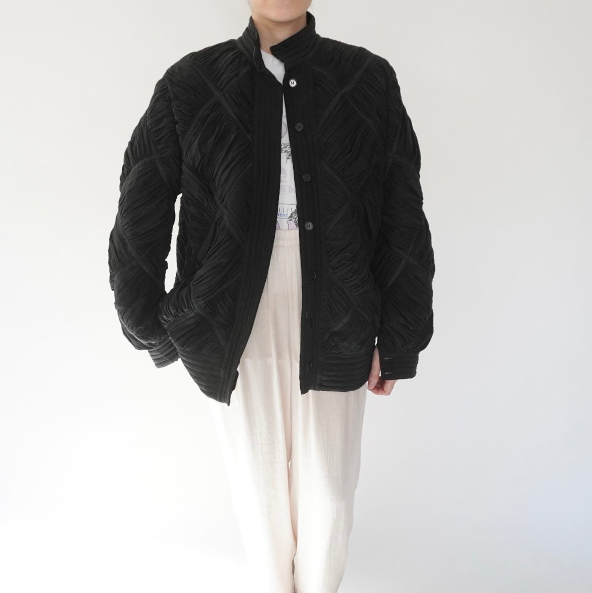 80s Silk Pleat Design Jacket