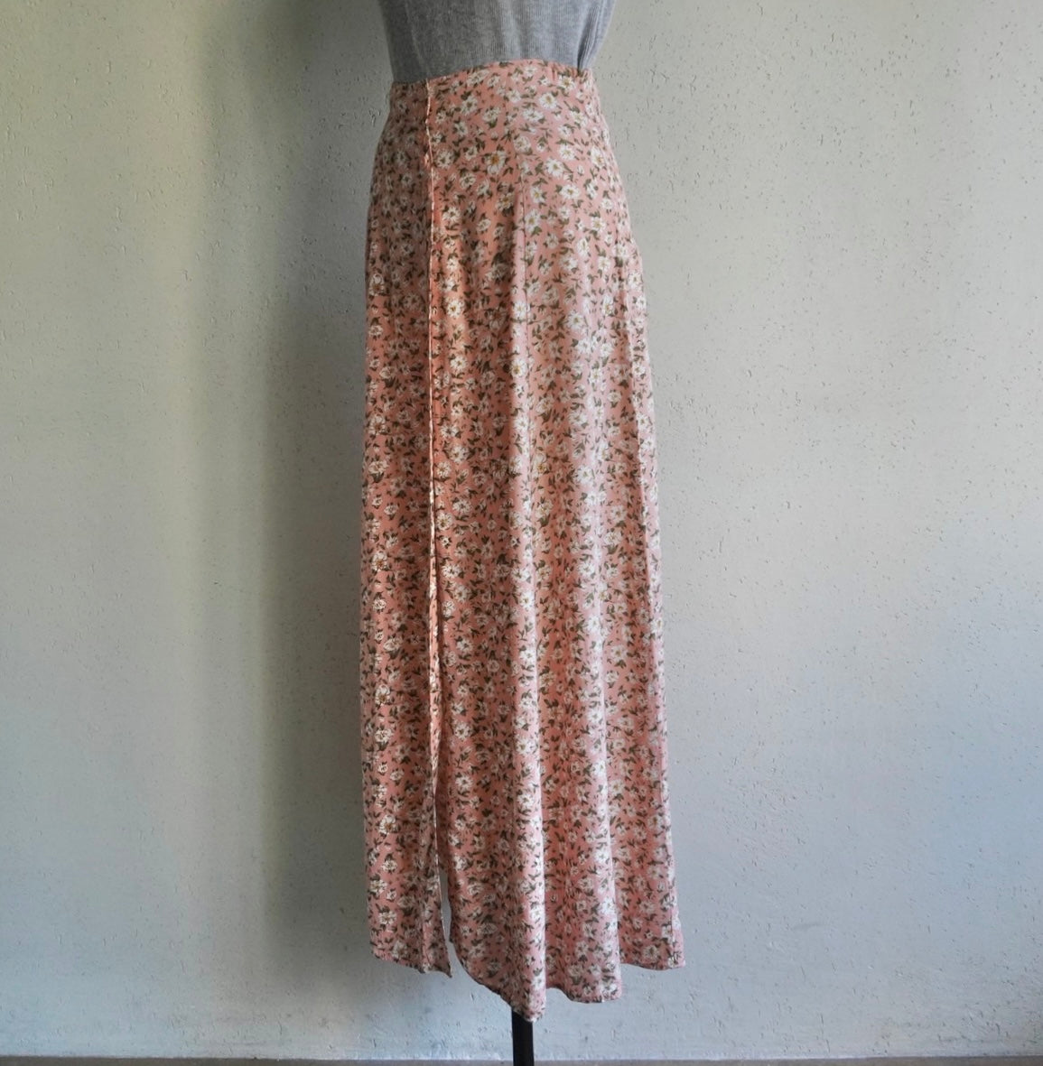 80s Floral Print Maxi Skirt Made in USA