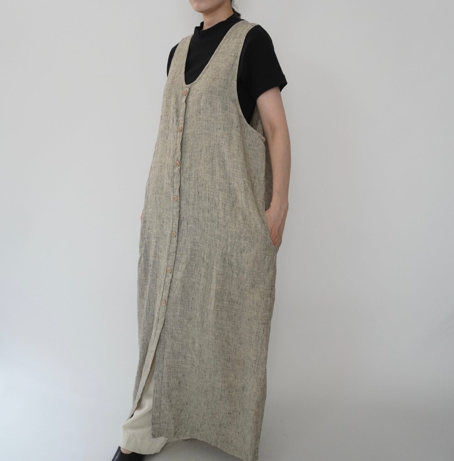 90s FLAX by jeanne engelhart Linen Dress