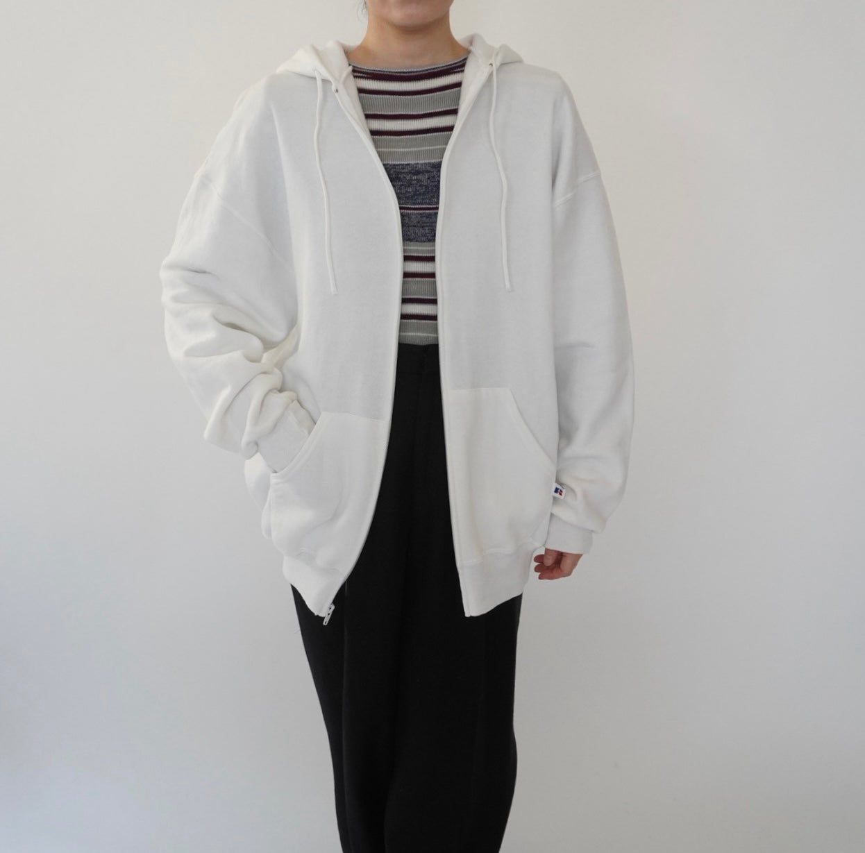 90s "Russell Athletic" Hooded Zip Sweater Made in USA
