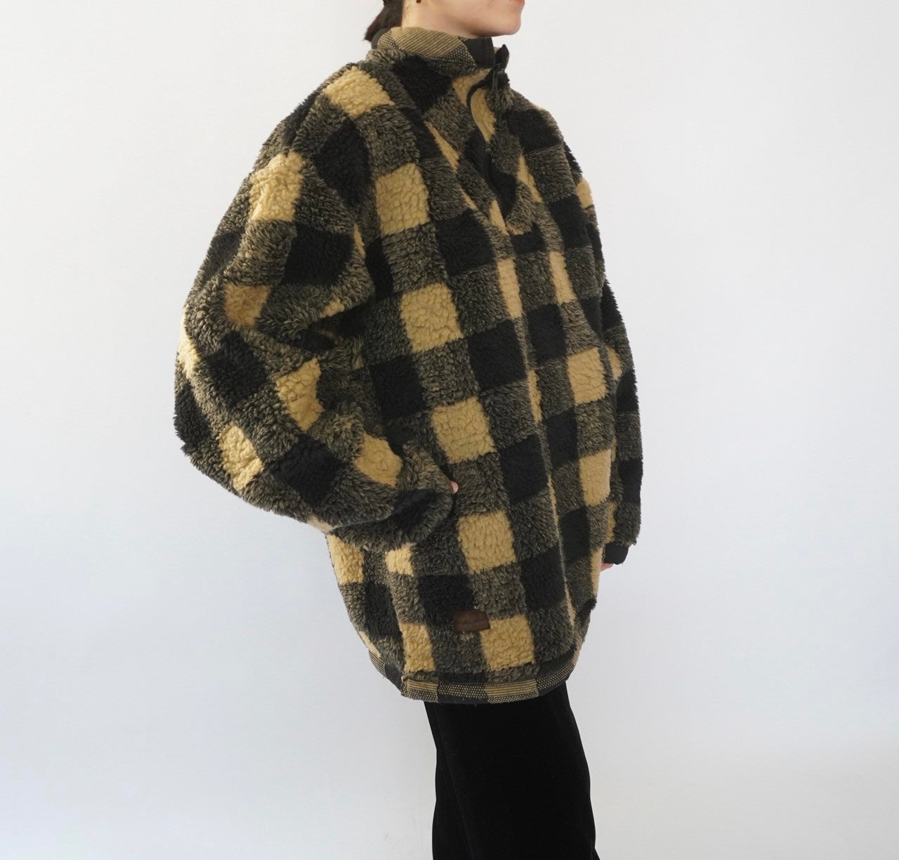 90s EURO Plaid Fleece Top