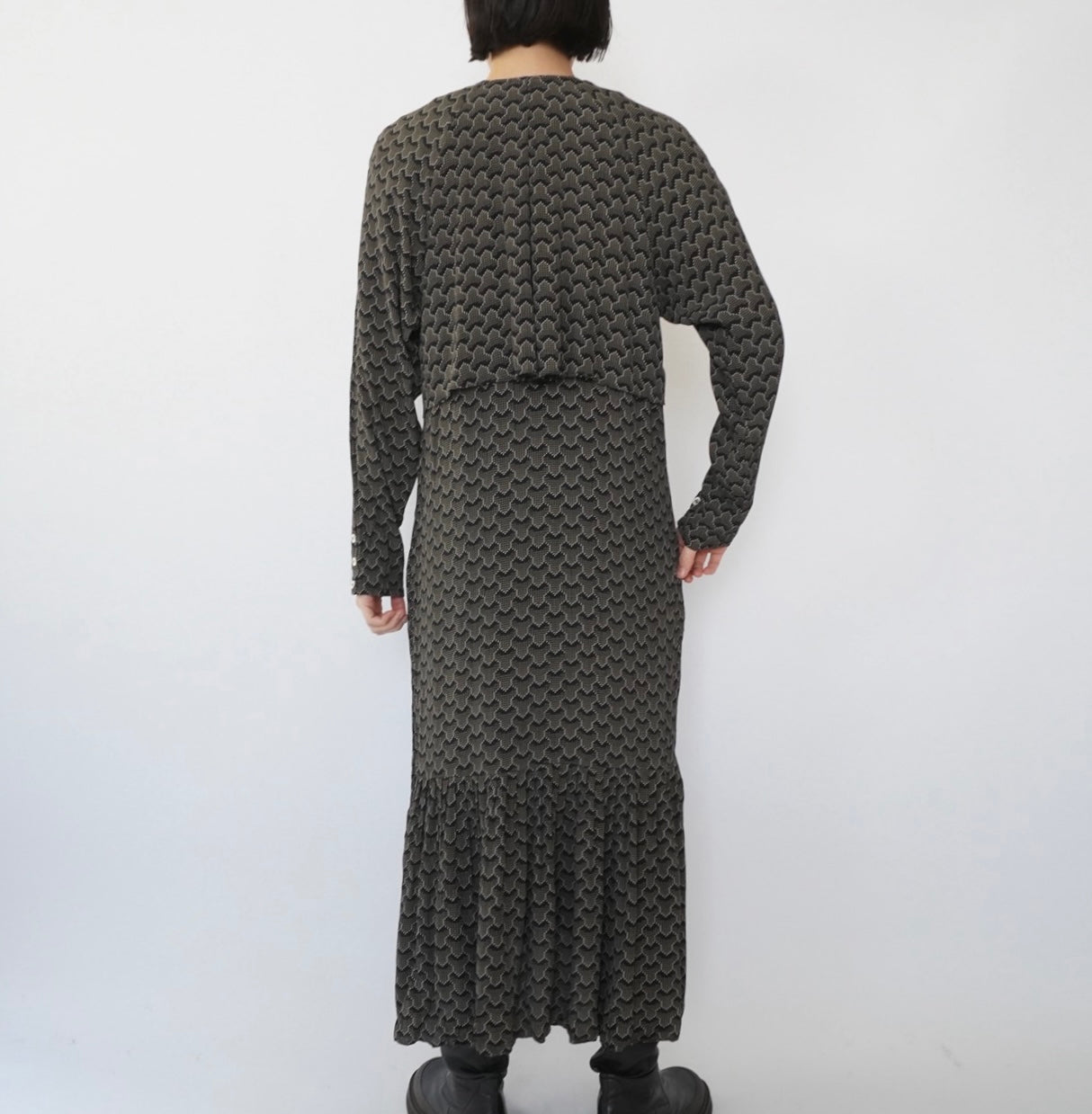 80s Design Rayon Pattern Dress Made in USA