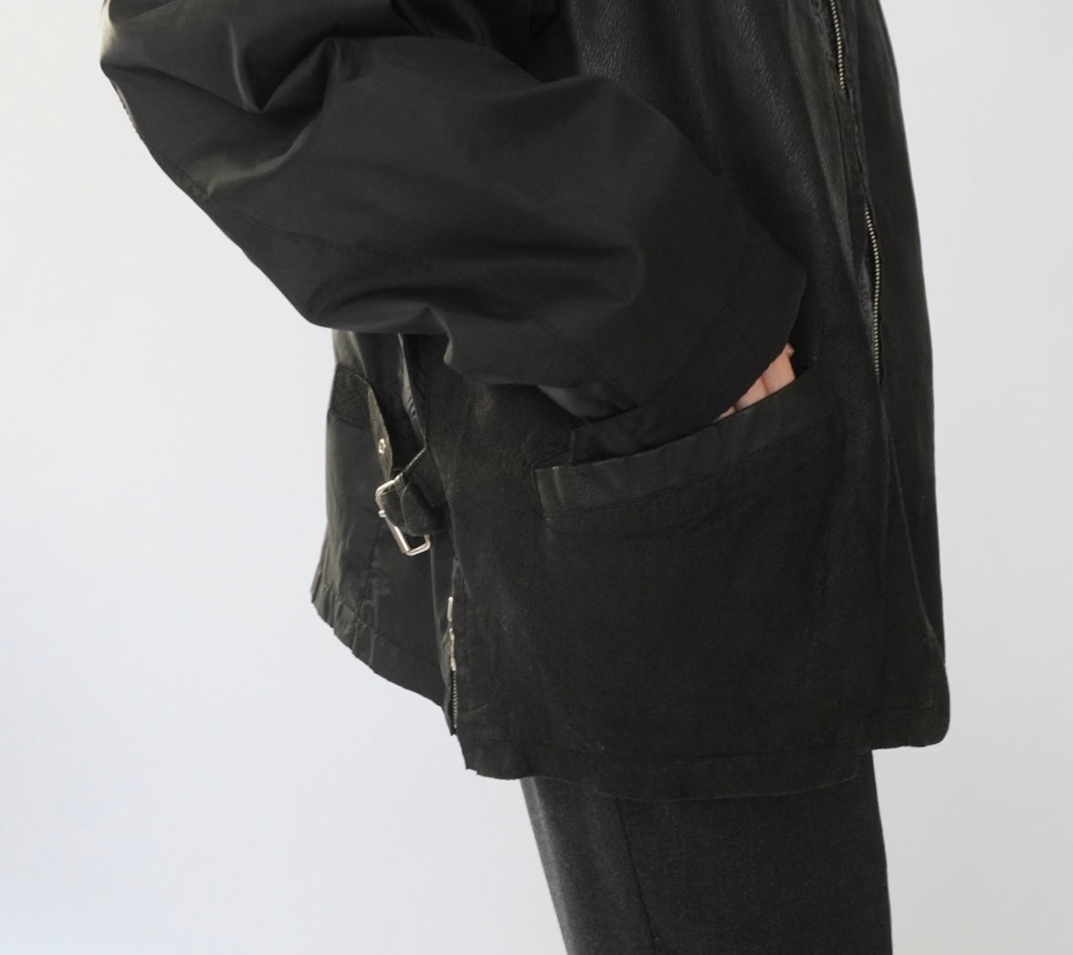 90s Leather × Nylon Jacket