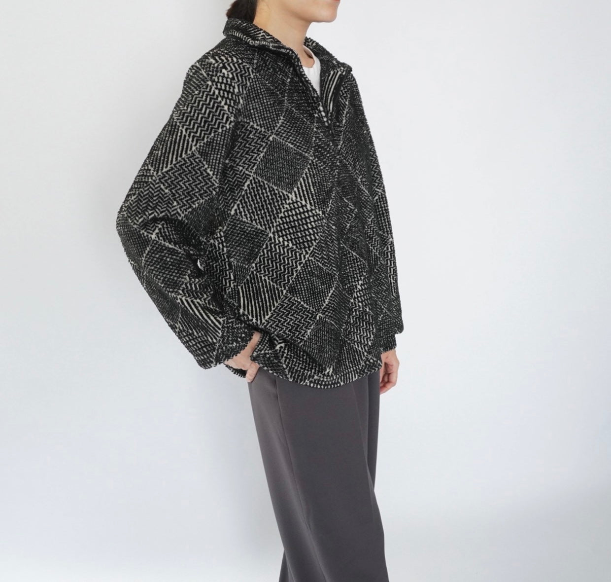 90s Pattern Fleece Top Made in Canada