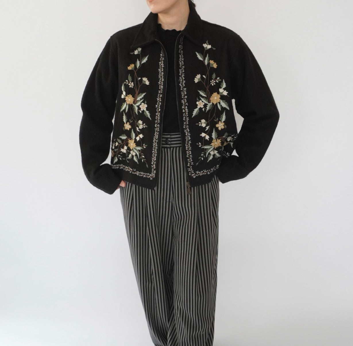 90s Embroidery Wool Jacket