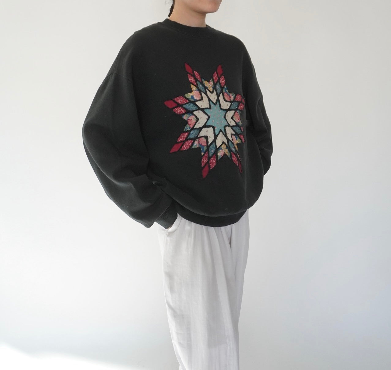 90s Patchwork Design Sweater Made in USA