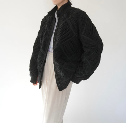 80s Silk Pleat Design Jacket