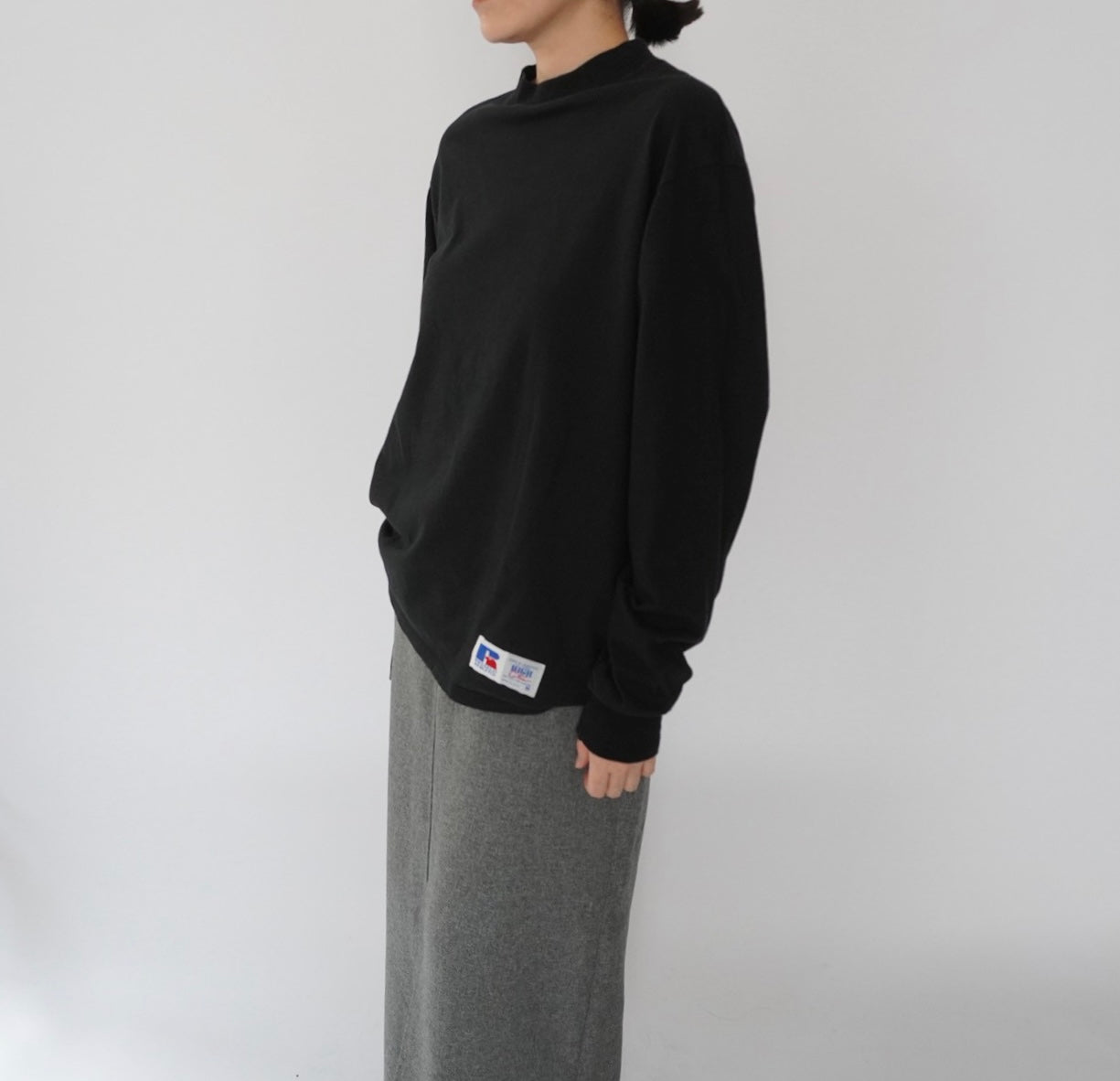 90s Mock Neck Long Sleeves T-shirt  Made in USA