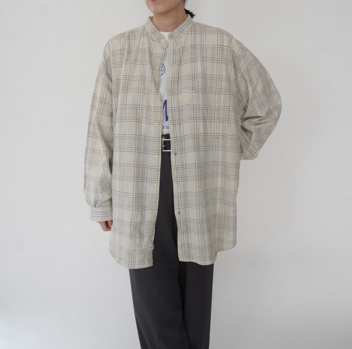90s Linen Plaid Shirt