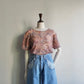90s Lace Design Sheer Top