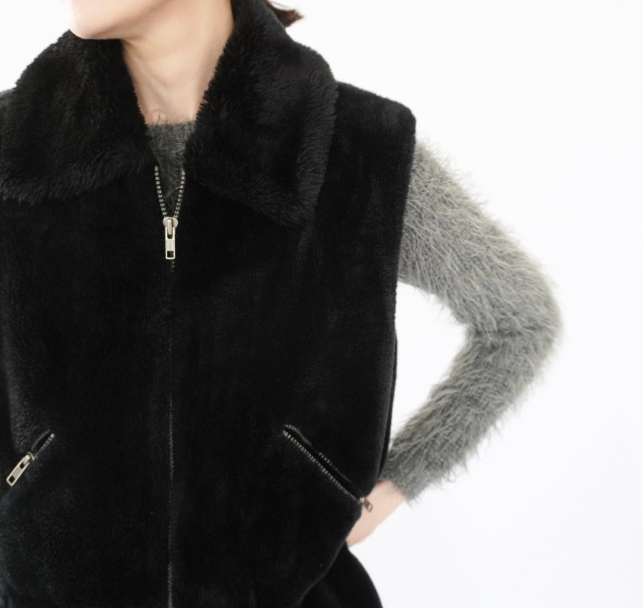 90s Fluffy Fleece Vest