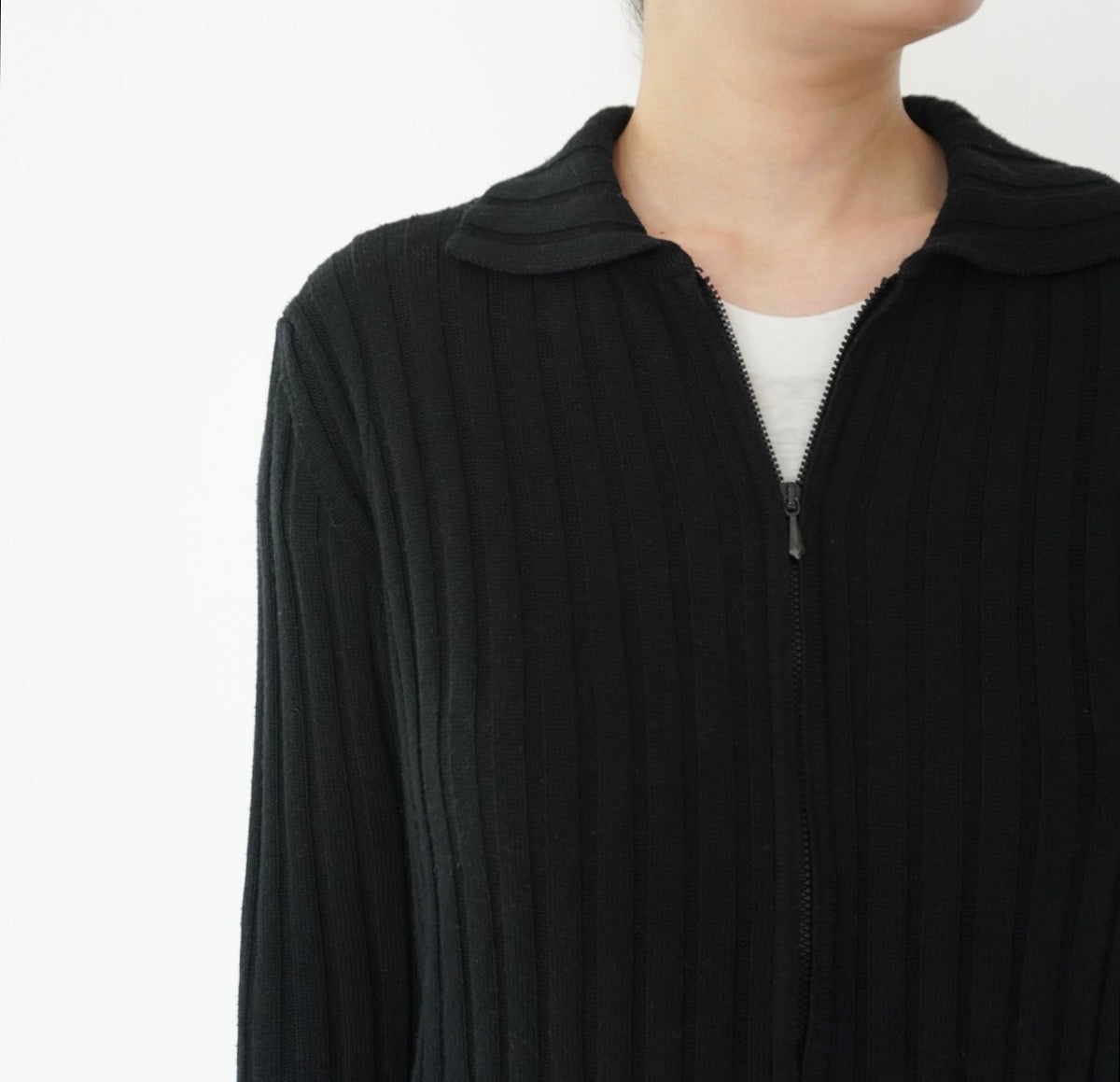 90s Zip Ribbed Top