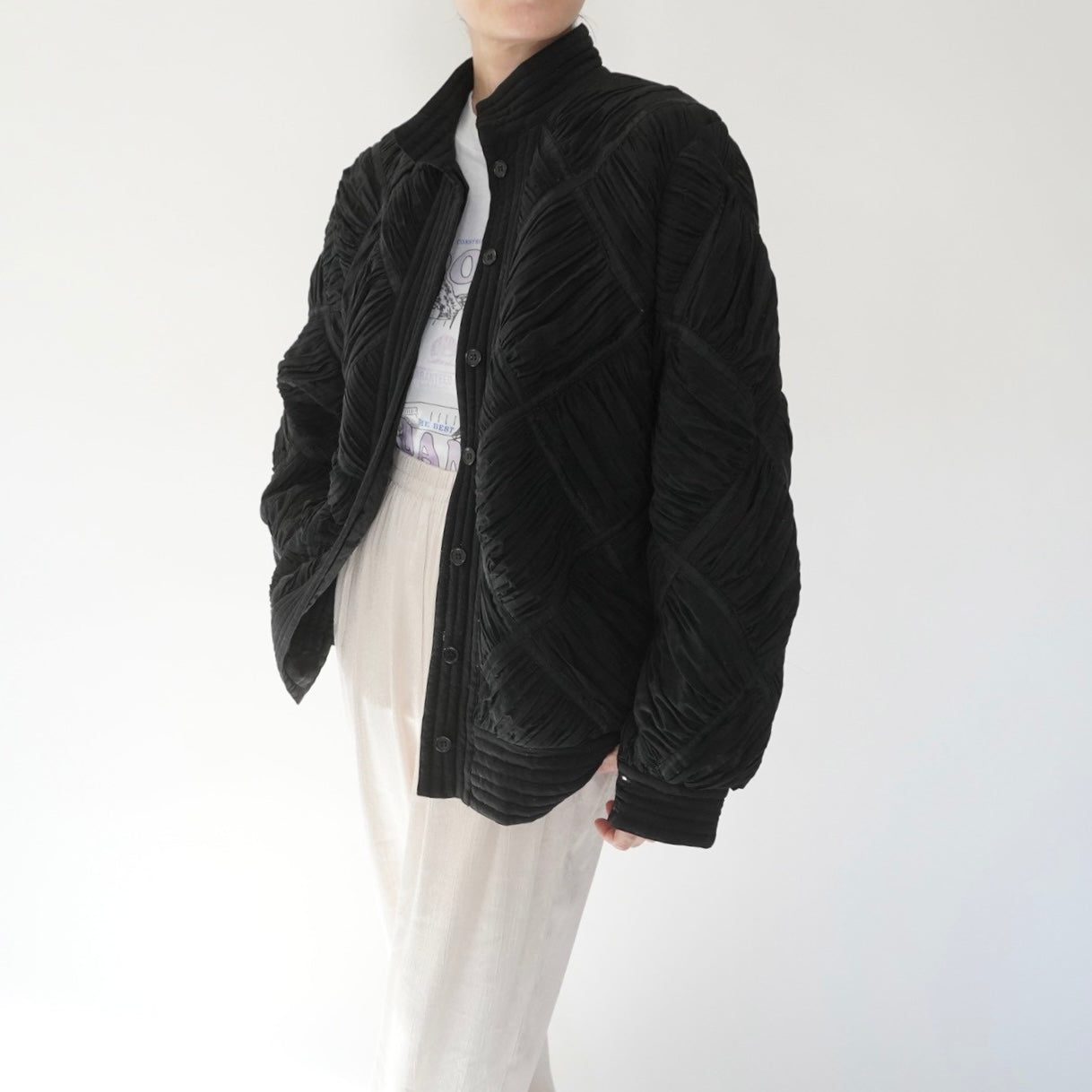 80s Silk Pleat Design Jacket