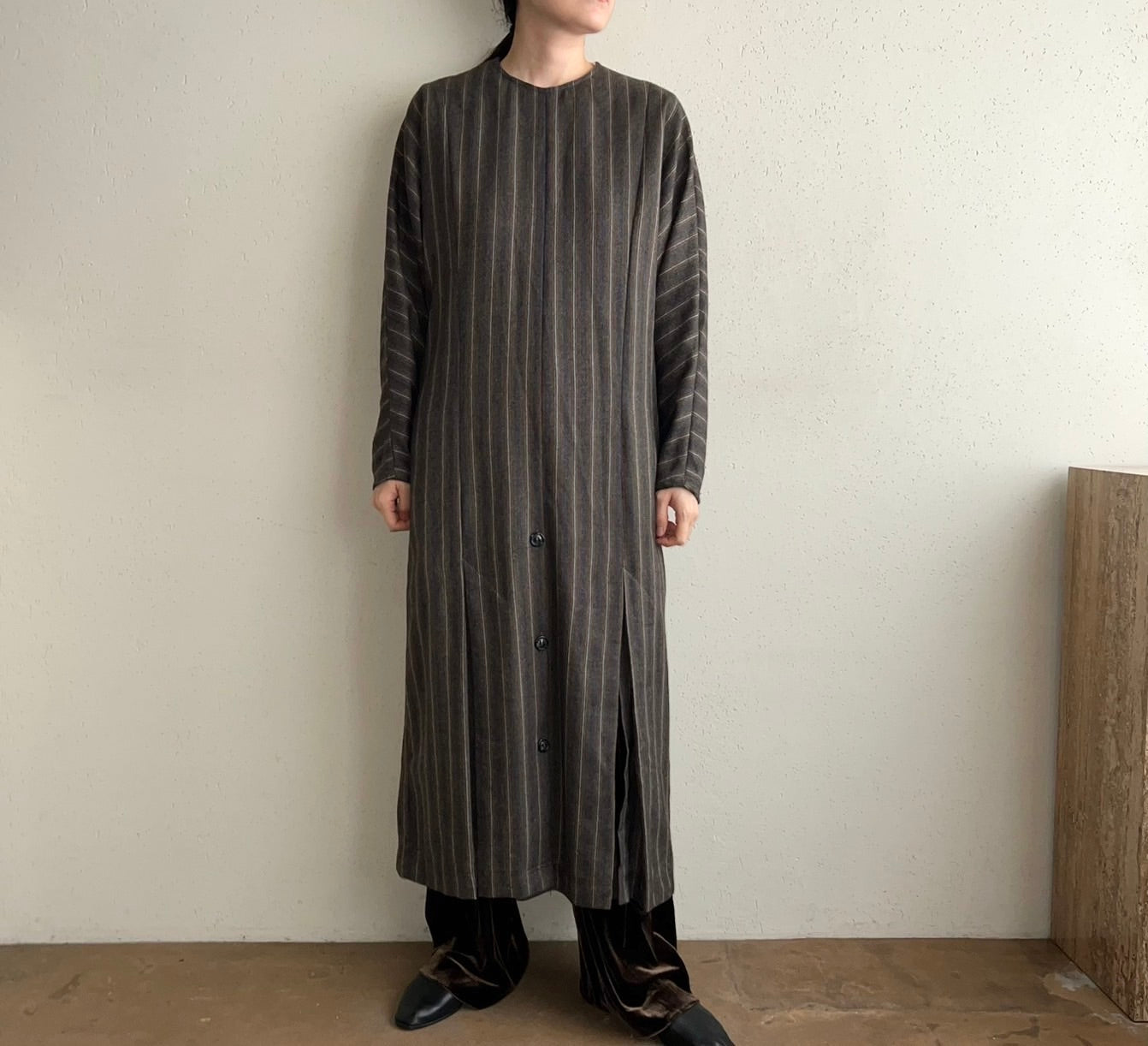 90s Brown  Striped Wool Dress Made in Italy