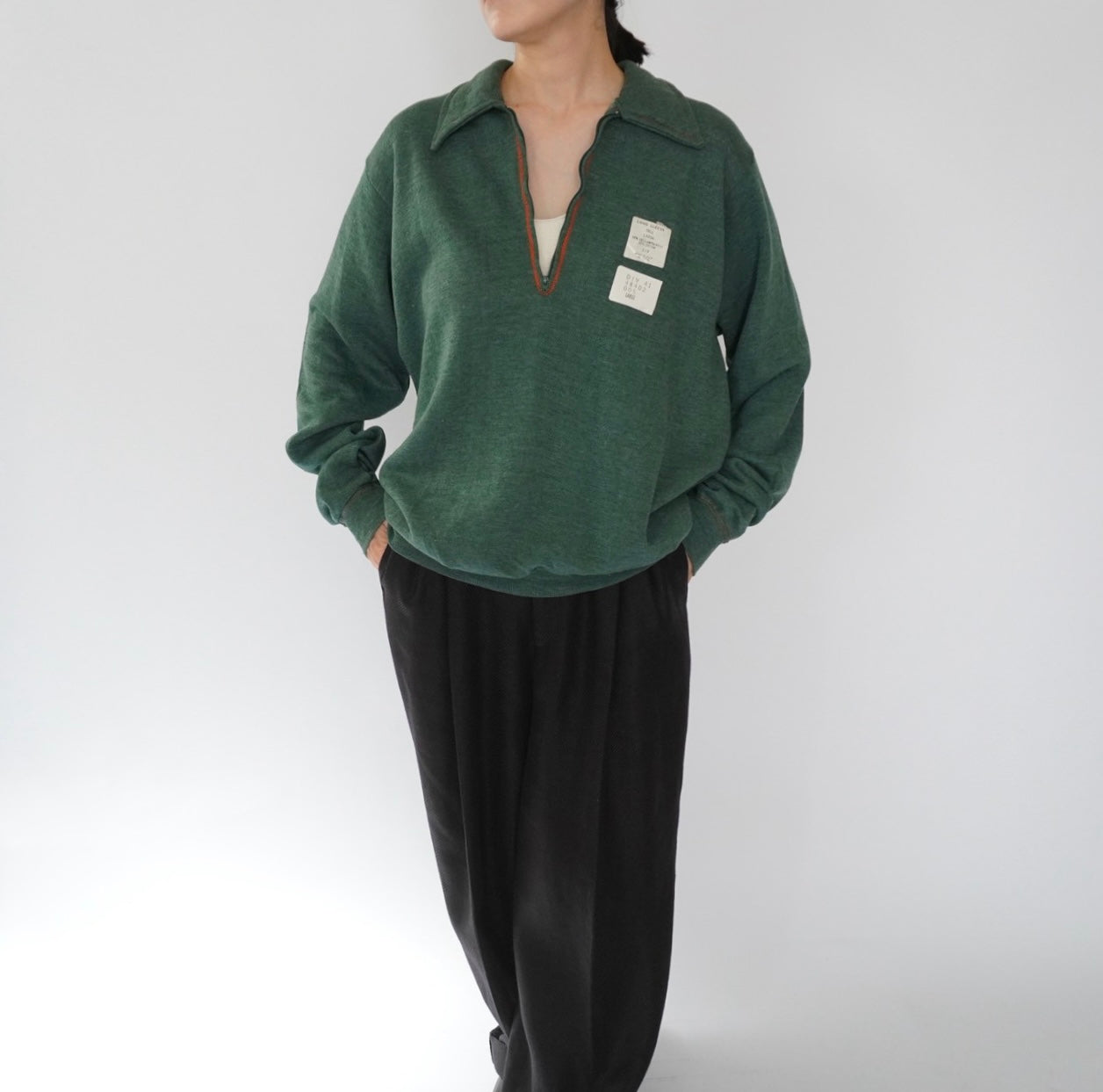 70s "Sears"  Half-Zip Sweater Made in USA Dead Stock