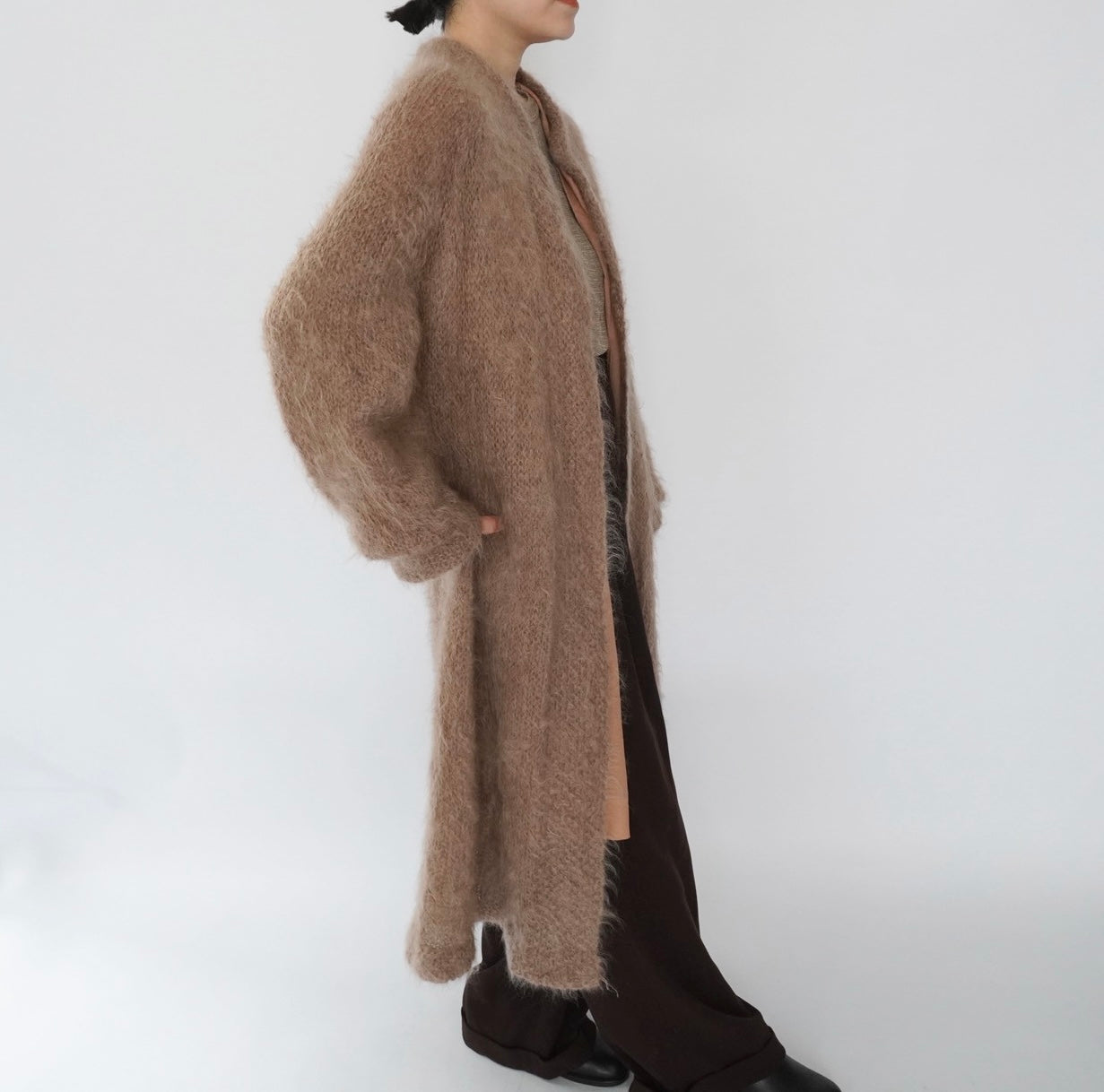 80s Mohair Long Cardigan,Light Coat