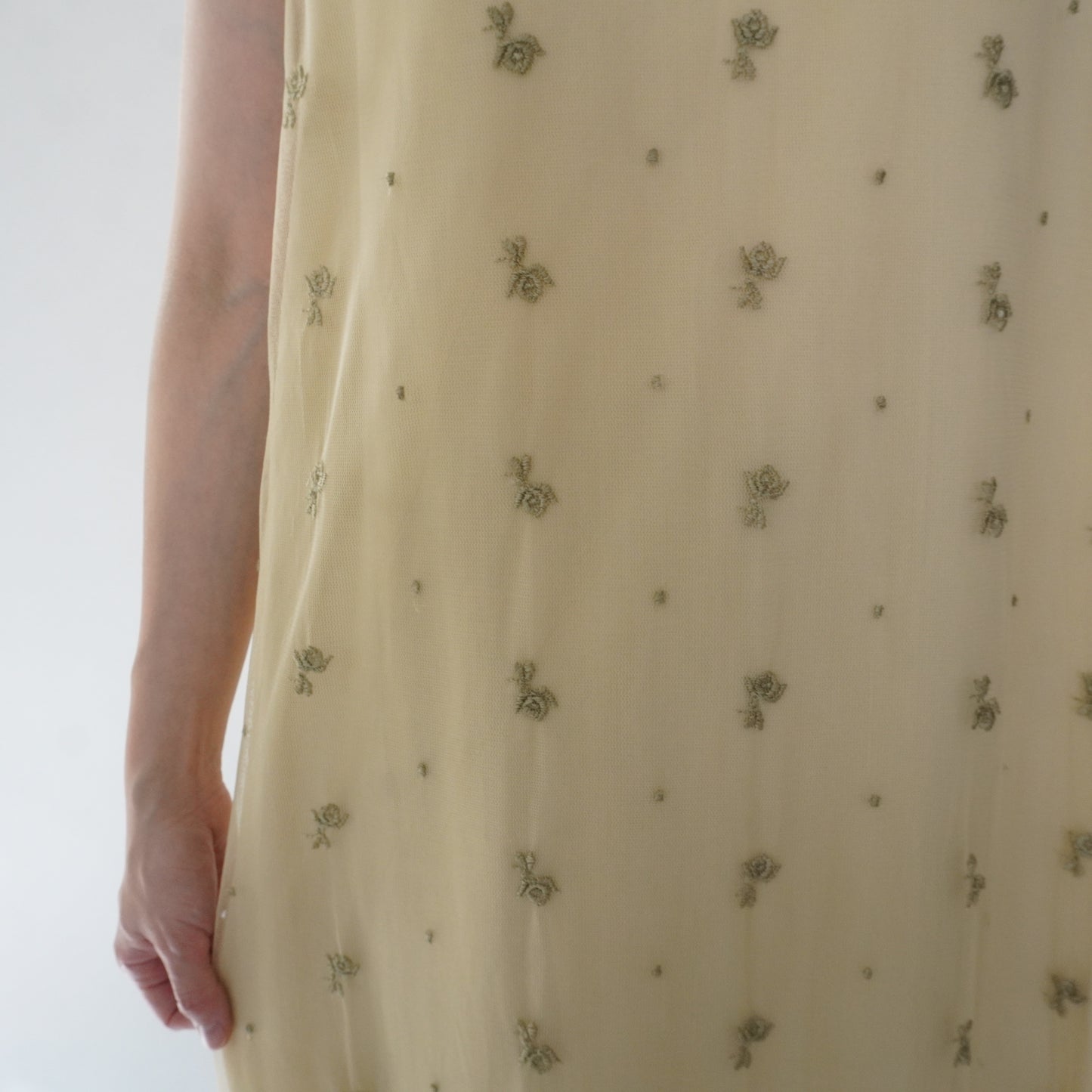 90s Embroidery Sheer Dress