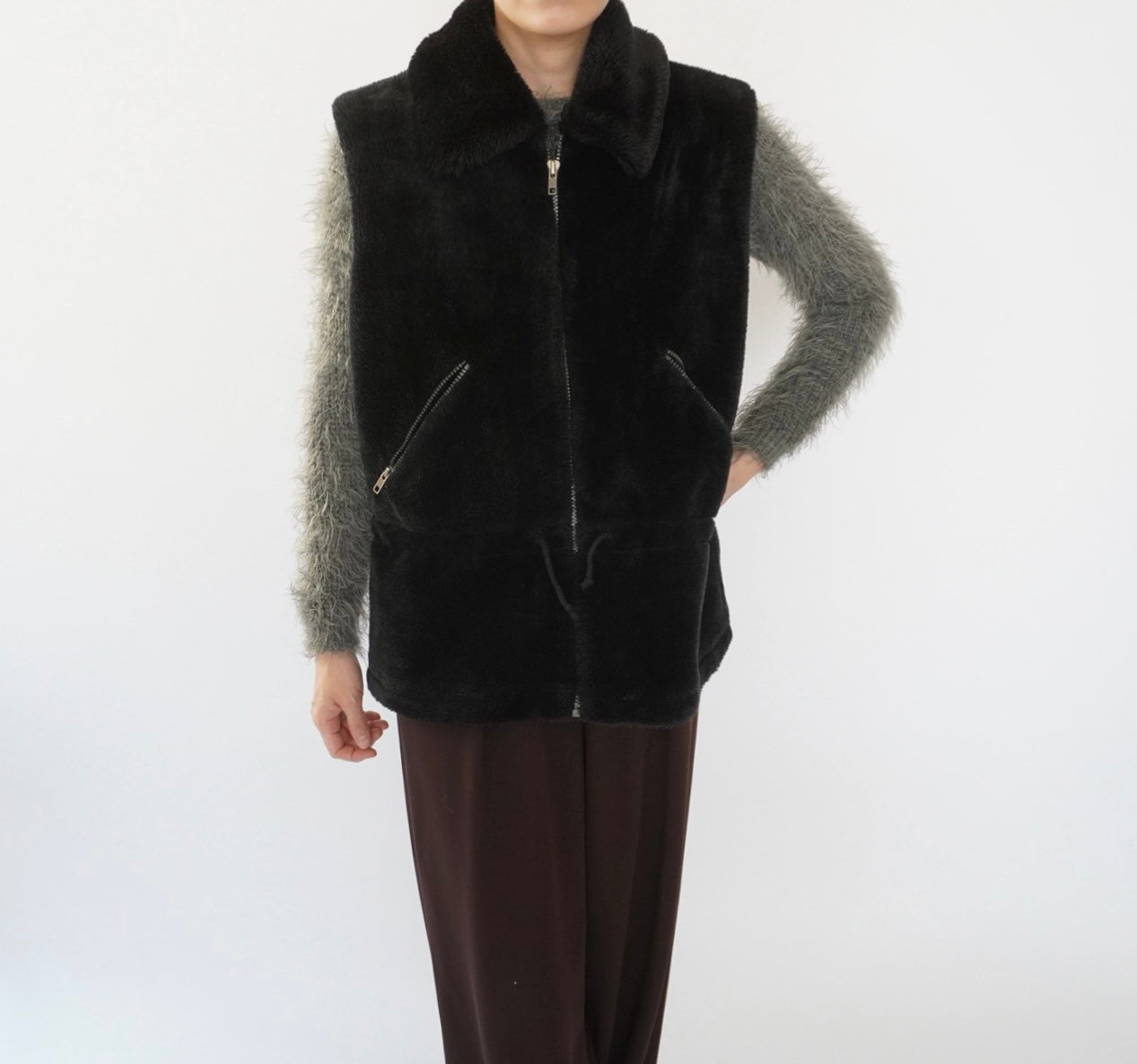 90s Fluffy Fleece Vest