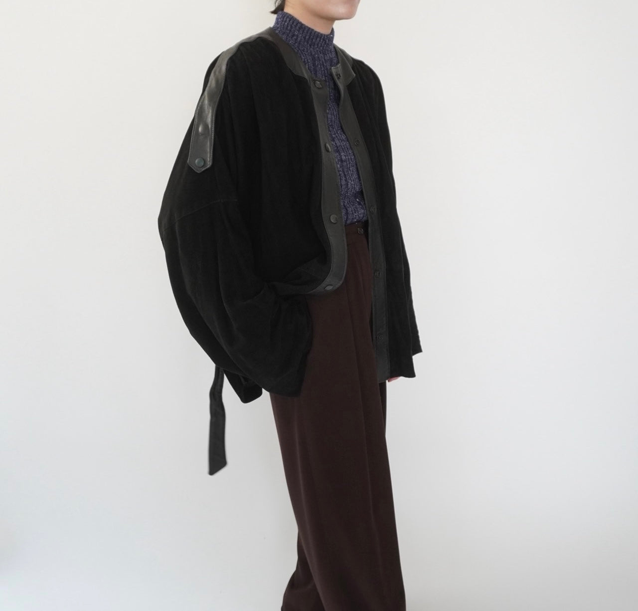 80s EURO Design Suede x Leather Jacket